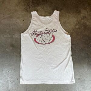 Vintage 90s Hang Loose white tank top Size men's Large